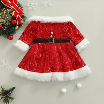Ma & Baby от 6 m до 4 години, Коледни червена Рокля за Малки Момичета, Плюшени Вечерни рокли пачки с пайети За Момичета, Коледни Коледни Костюми