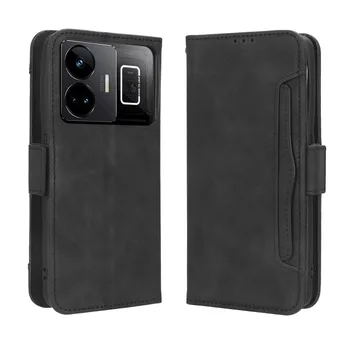 За Oppo Realme GT Neo 5 чанта-портфейл, магнитна книжка, флип-надолу капака, държач за снимки, луксозен кожен калъф за мобилен телефон, седалките