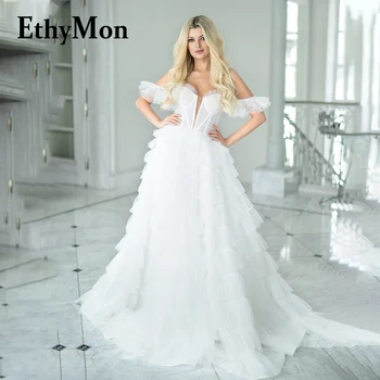 Прости сватбени рокли Ethymon от диференцирани тюл за жени 2023, за булката, с открити рамене, дълги до пода, Vestidos De Новия, вечерни рокли