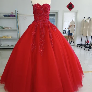 Класическо Червено Бална рокля Miaoduo Quinceanera Dresses Sweet 16 Рокли за официални събития на поръчка