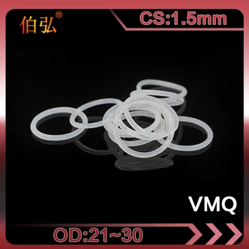Бяло силикон о-пръстен, 5 бр./лот, силикон/VMQ CS1.5mm OD21/22/23/24/25/26/27/28/29/ 30 mm о-пръстен, гумени ленти, халки, за миене