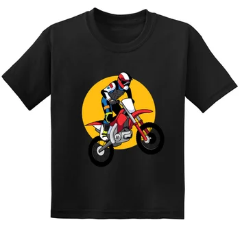 Скъпа лятна детска тениска с принтом състезател за мотокрос, модни и ежедневни бебешки дрехи, тениски с къс ръкав за момиченца