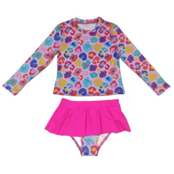 Бански костюми за малките момичета, пролетни блузи с дълъг ръкав, 2 бр., гащи, комплекти, бикини, детски бански костюми с бюстгальтерами, облекло за плуване