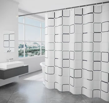 Освежаваща Бързосъхнеща завеса за душ, завеси за баня с кубическим принтом, декорация на дома, полиестер, водоустойчив YL-0009