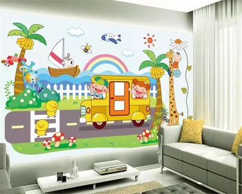 beibehang потребителски 3D стенописи украса на хола спални картина пилета жираф детски парк фон тапети