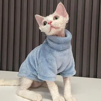 2022 Нов Пуловер с безволосым котка, зимна мода удебелена топли дрехи с участието на сфинкса, домашна удобни зимни дрехи за малки кучета