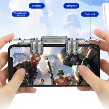 K19 Gaming PUBG Trigger Mini Шестипальцевое Управление Метален Ключ За Мобилен Телефон Детска Огън Бутона Aim Key L1R1 За iPad Android