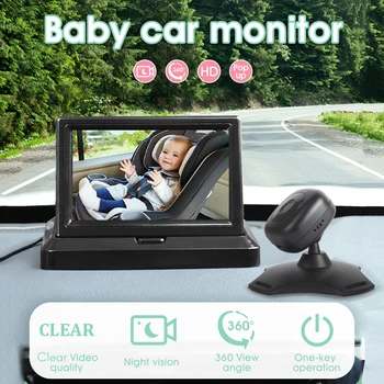 Авто следи бебето, сигурно столче за кола, slr камера с 4,3-инчов голям екран за нощно виждане за задната седалка на колата