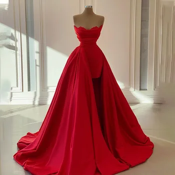 - Популярните вечерни рокли-калъф с червена гънка във формата на Сърце с Дълъг влак, направен по поръчка 2023 Vestido Festas De Longo