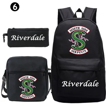 Нова раница R-Riverdales, чанта-месинджър, молив случай, 3 броя, комплект учебни материали за студенти, юношеството раница, чанта през рамо