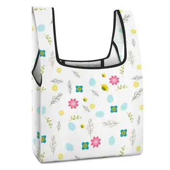Сгъваема чанта за пазаруване с индивидуален дизайн, цветни малки цветя, Лека чанта за пътуване, женски Преносими сгъваеми чанти