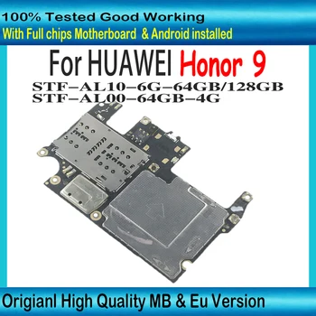 100% Отключена за дънната платка Huawei Honor 9 Инсталирана операционна система Android 64 GB 128 GB, пълна с чип, чиято основна логическа такса, системна такса