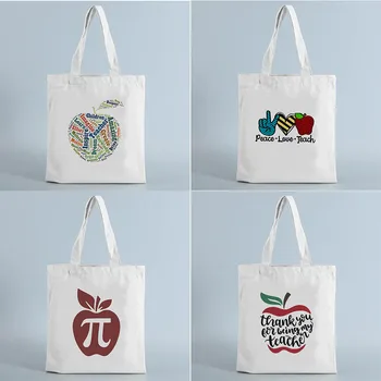 Потребителски чанта за учители, училищна чанта, пазарска чанта, Учим да обичаме света, сгъваема холщовая чанта на рамото, подарък учител