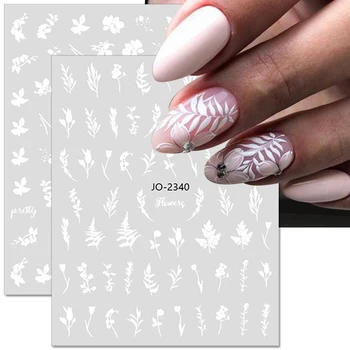 3D Стикери за нокти с рози, реколта стикери за нокти с листа, цветни стикери за нокти, Цветя, листа, дизайн на нокти, флорални стикери за нокти