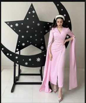 Реколта детски розови вечерни рокли на Zorica с дълги Ръкави и с бродерия в арабски стил в Дубай, вечерна рокля за бала Robe De Soiree