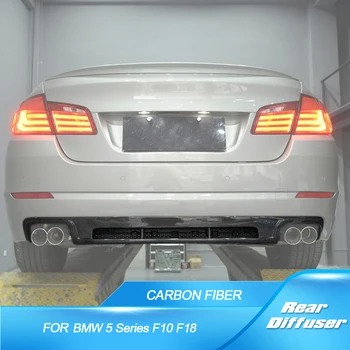 Дифузер за устни задната броня от въглеродни влакна, спойлер, аксесоари за автомобили BMW серия 5 F10 F18 2012-2017, FRP Черен