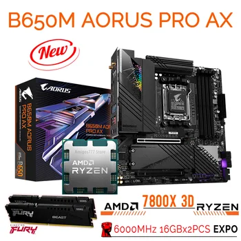 3D процесор AMD Ryzen 7 7800X Разход на процесор с дънна платка Gigabyte B650M AORUS PRO AX DDR5 + оперативна памет Kingston DDR5 6000 Mhz 32 GB EXPO