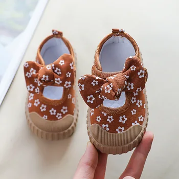 Красиви детски обувки с флорални принтом за момичета, удобна парусиновая обувки за малки момичета, детски обувки тенис на равна подметка с пеперуда F02154